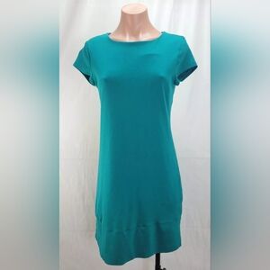 🚨LAST CALL New York & Company Women's Teal Short Sleeve Sheath Shirt Dress